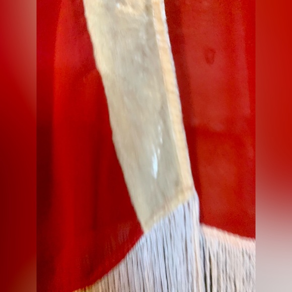 Boho fringe duster coverup red and white Boho red white - Picture 4 of 5